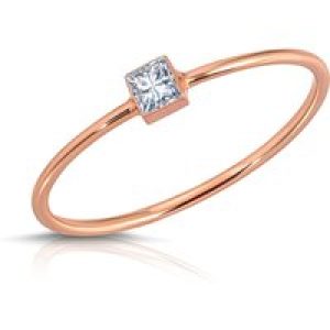White Topaz Azalea Minimalist Ring in 9ct Rose Gold