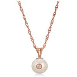 Pearl & Diamond Isla Pendant Necklace in 9ct Rose Gold