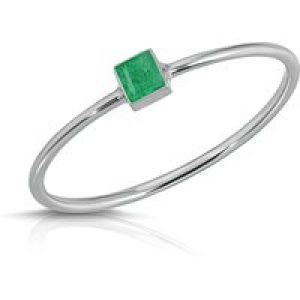 Emerald Azalea Minimalist Ring in 9ct White Gold