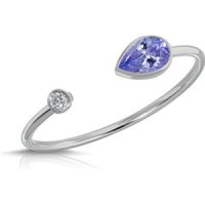 Pear Cut Tanzanite & Diamond Ring in 9ct White Gold