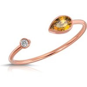 Pear Cut Citrine & Diamond Ring in 9ct Rose Gold
