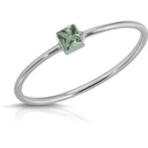 Green Sapphire Azalea Minimalist Ring in 9ct White Gold