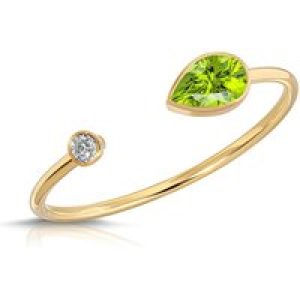 Pear Cut Peridot & Diamond Ring in 9ct Gold