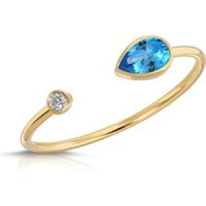 Pear Cut Topaz & Diamond Ring in 9ct Gold