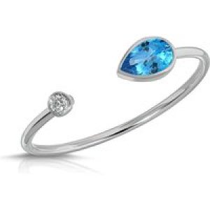 Pear Cut Topaz & Diamond Ring in 9ct White Gold