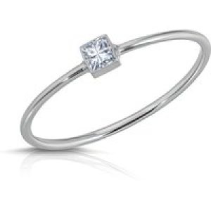 White Topaz Azalea Minimalist Ring in 9ct White Gold