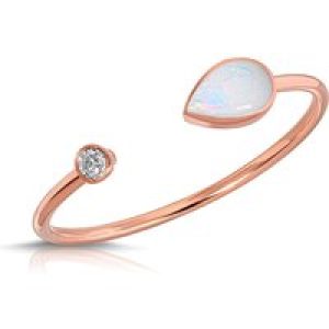 Pear Cut Opal & Diamond Ring in 9ct Rose Gold