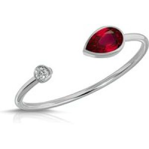 Pear Cut Ruby & Diamond Ring in 9ct White Gold