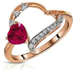 Ruby & Diamond Laurel Embellished Open Work Ring in 9ct Rose Gold