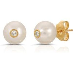 Pearl & Diamond Isla Dainty Stud Earrings in 9ct Gold