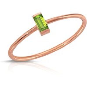 Baguette Cut Peridot Ring in 9ct Rose Gold