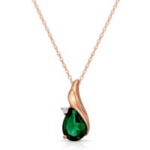 Emerald & Diamond Veronica Pendant Necklace in 9ct Rose Gold