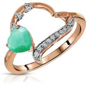 Emerald & Diamond Laurel Embellished Open Work Ring in 9ct Rose Gold