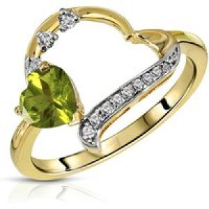 Peridot & Diamond Laurel Embellished Open Work Ring in 9ct Gold