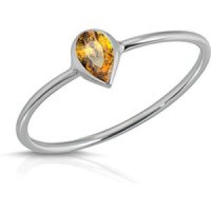 Pear Cut Citrine Ring in 9ct White Gold