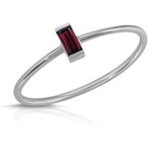 Baguette Cut Garnet Ring in 9ct White Gold