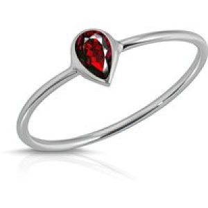 Pear Cut Garnet Ring in 9ct White Gold