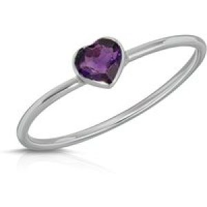 Heart Shaped Amethyst Ring in 9ct White Gold