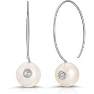 Pearl & Diamond Isla Hoop Drop Earrings in 9ct White Gold