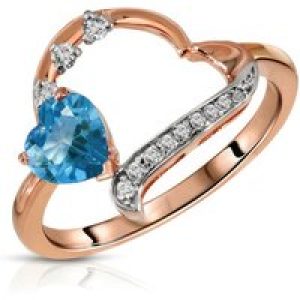 Topaz & Diamond Laurel Embellished Open Work Ring in 9ct Rose Gold