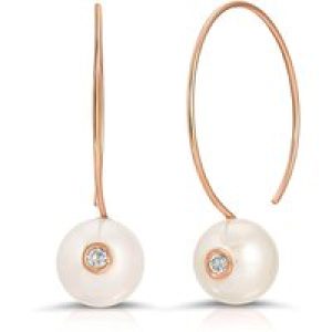 Pearl & Diamond Isla Hoop Drop Earrings in 9ct Rose Gold