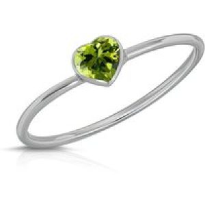 Heart Shaped Peridot Ring in 9ct White Gold