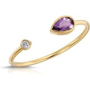 Pear Cut Amethyst & Diamond Ring in 9ct Gold
