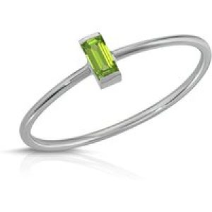 Baguette Cut Peridot Ring in 9ct White Gold