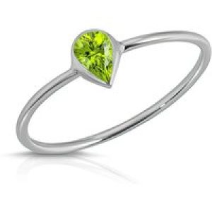 Pear Cut Peridot Ring in 9ct White Gold