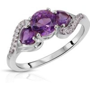 Amethyst & Diamond Celestia Exquisite Statement Trio Ring in 18ct White Gold