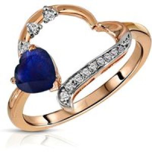 Sapphire & Diamond Laurel Embellished Open Work Ring in 9ct Rose Gold