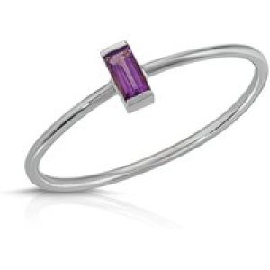 Baguette Cut Amethyst Ring in 9ct White Gold