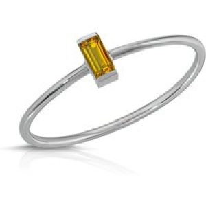Baguette Cut Citrine Ring in 9ct White Gold