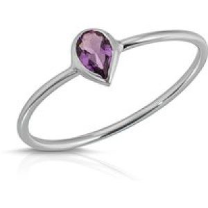 Pear Cut Amethyst Ring in 9ct White Gold
