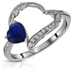 Sapphire & Diamond Laurel Embellished Open Work Ring in 9ct White Gold