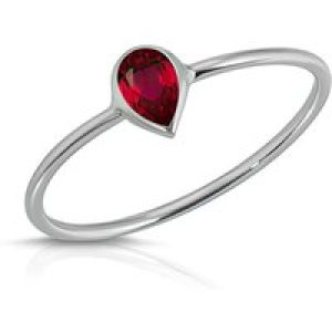 Pear Cut Ruby Ring in 9ct White Gold