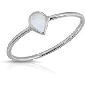 Pear Cut Opal Ring in 9ct White Gold