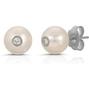 Pearl & Diamond Isla Dainty Stud Earrings in 9ct White Gold