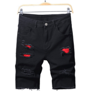 Summer Slim Stretch Men Short Jeans Fashionable Retro Patchwork Denim Shorts Streetwear Cotton Cargo Shorts Male