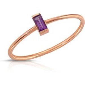 Baguette Cut Amethyst Ring in 9ct Rose Gold