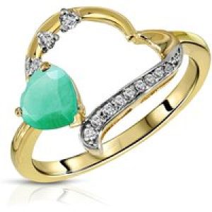 Emerald & Diamond Laurel Embellished Open Work Ring in 9ct Gold