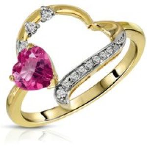 Topaz & Diamond Laurel Embellished Open Work Ring in 9ct Gold