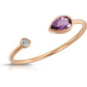 Pear Cut Amethyst & Diamond Ring in 9ct Rose Gold