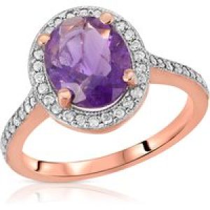 Amethyst & Diamond Eve Statement Halo Ring in 18ct Rose Gold