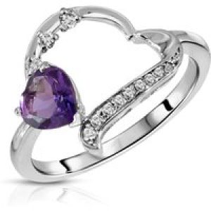 Amethyst & Diamond Laurel Open Work Embellished Ring in 9ct White Gold
