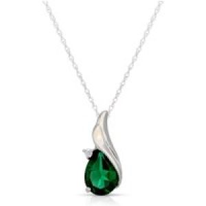 Emerald & Diamond Veronica Pendant Necklace in 9ct White Gold