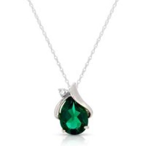 Emerald & Diamond Bethany Encased Pendant Necklace in 9ct White Gold