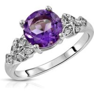 Amethyst & Diamond Valerie Embellished Ring in 9ct White Gold