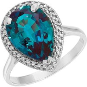 Alexandrite & Diamond Cosima Signature Halo Ring in 18ct White Gold