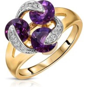 Amethyst & Diamond Celestia Exquisite Interweave Ring in 18ct Gold